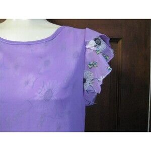 Stylish Scoop Collar Short Sleeve-Light Purple Floral Print Blouse For Women